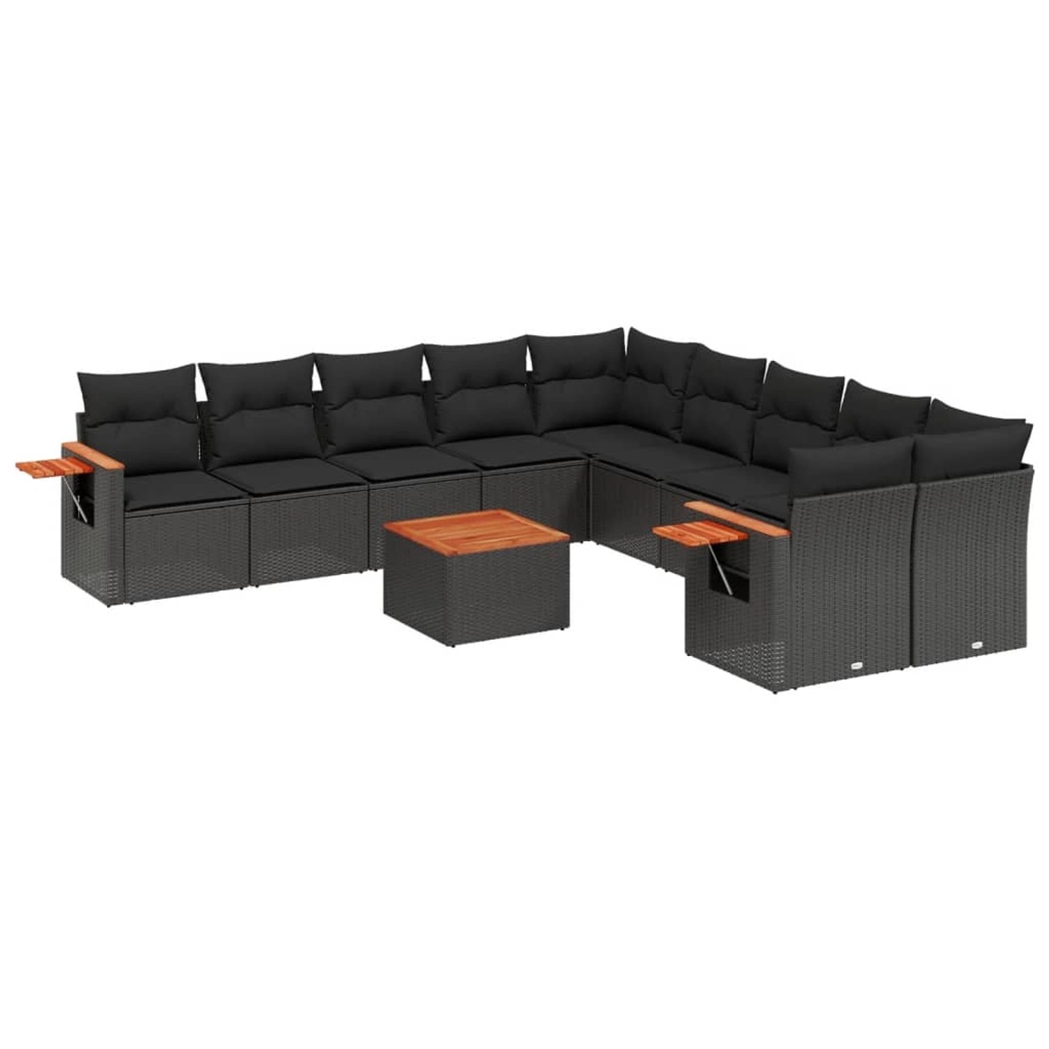 vidaXL 11-Tlg Garten-Sofagarnitur mit Kissen Schwarz Poly Rattan 3227196 günstig online kaufen