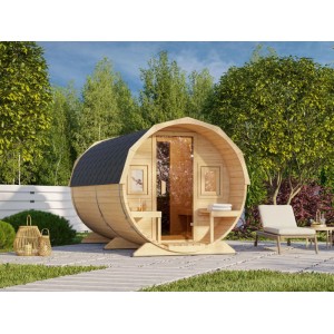 Fjordholz Fass-Sauna Modell Alvin mit Glastür