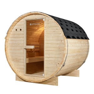 Artsauna Fasssauna Spitzbergen 180 cm für 4 Personen mit 6 kW Saunaofen