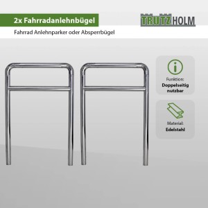 2 TRUTZHOLM Fahrradanlehnbügel aus Edelstahl, grau, zum Einbetonieren.