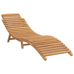 vidaXL Sonnenliege aus braunem Teakholz. Ergonomisch geformte 1-Personen-Gartenliege mit Lattenrost-Design.