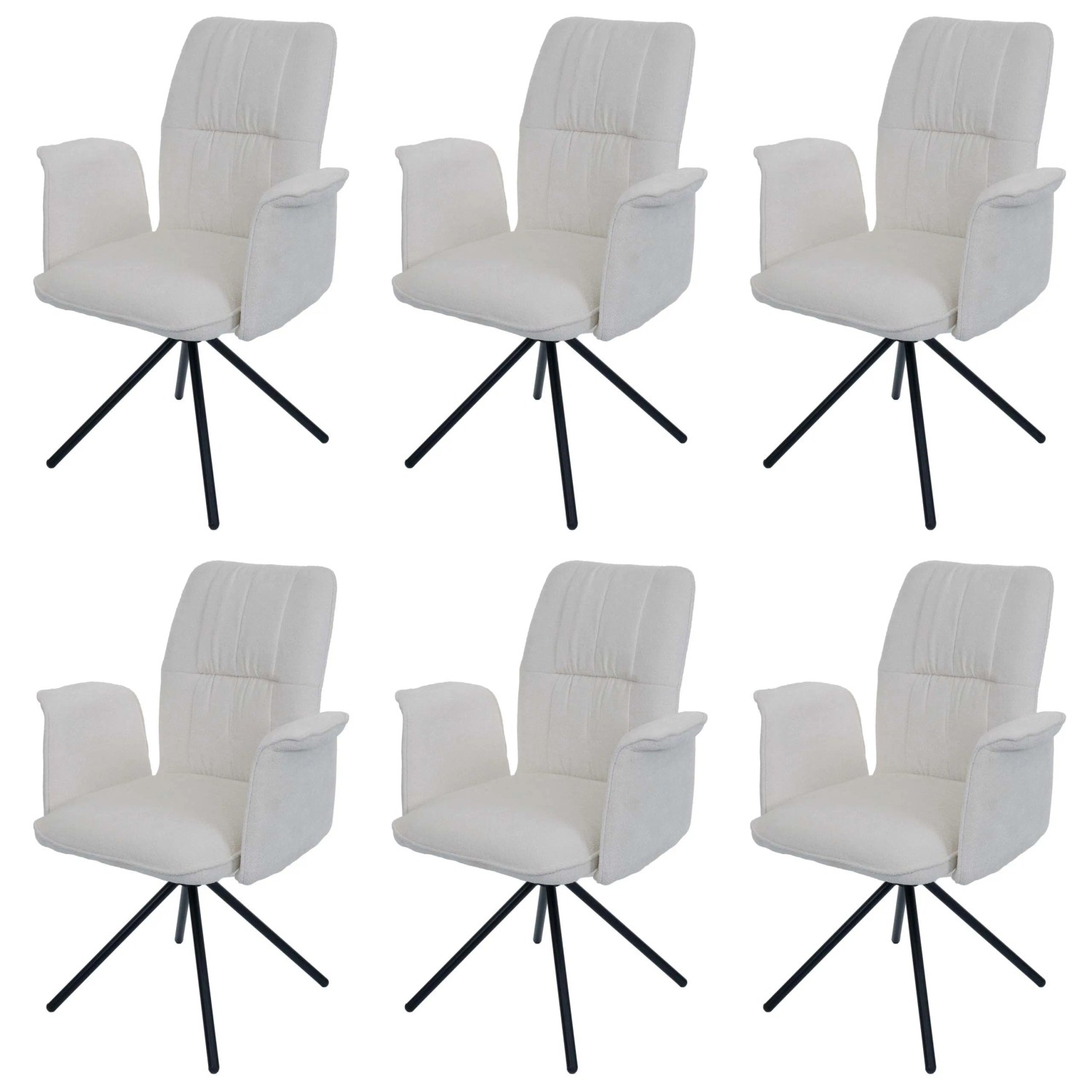 MCW Esszimmerstuhl N99 6er-Set Armlehne Creme