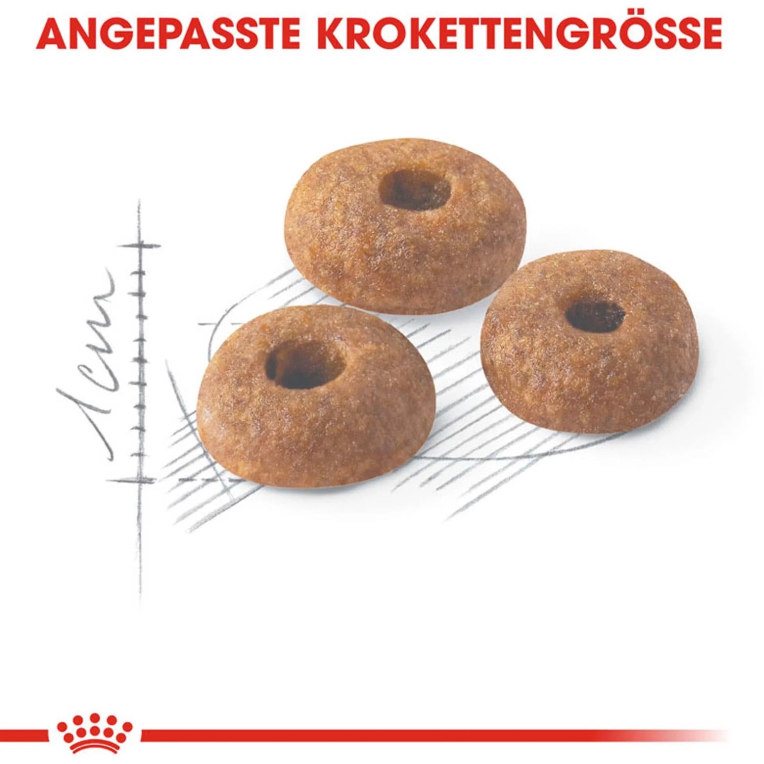 Royal Canin Fit Katzen-Trockenfutter, drei Kroketten in Donut-Form.