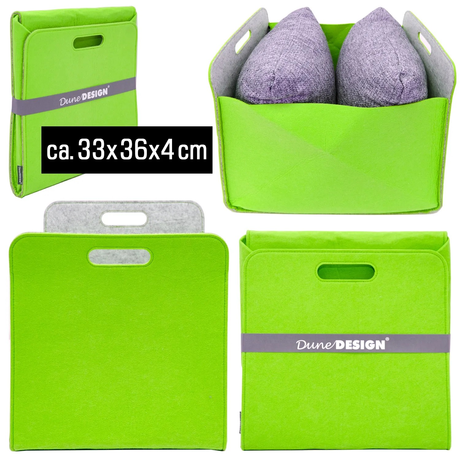 DuneDesign Aufbewahrungsbox 2er Set, Apfelgrün, 33x38x33cm, passend für IKEA Regale.
