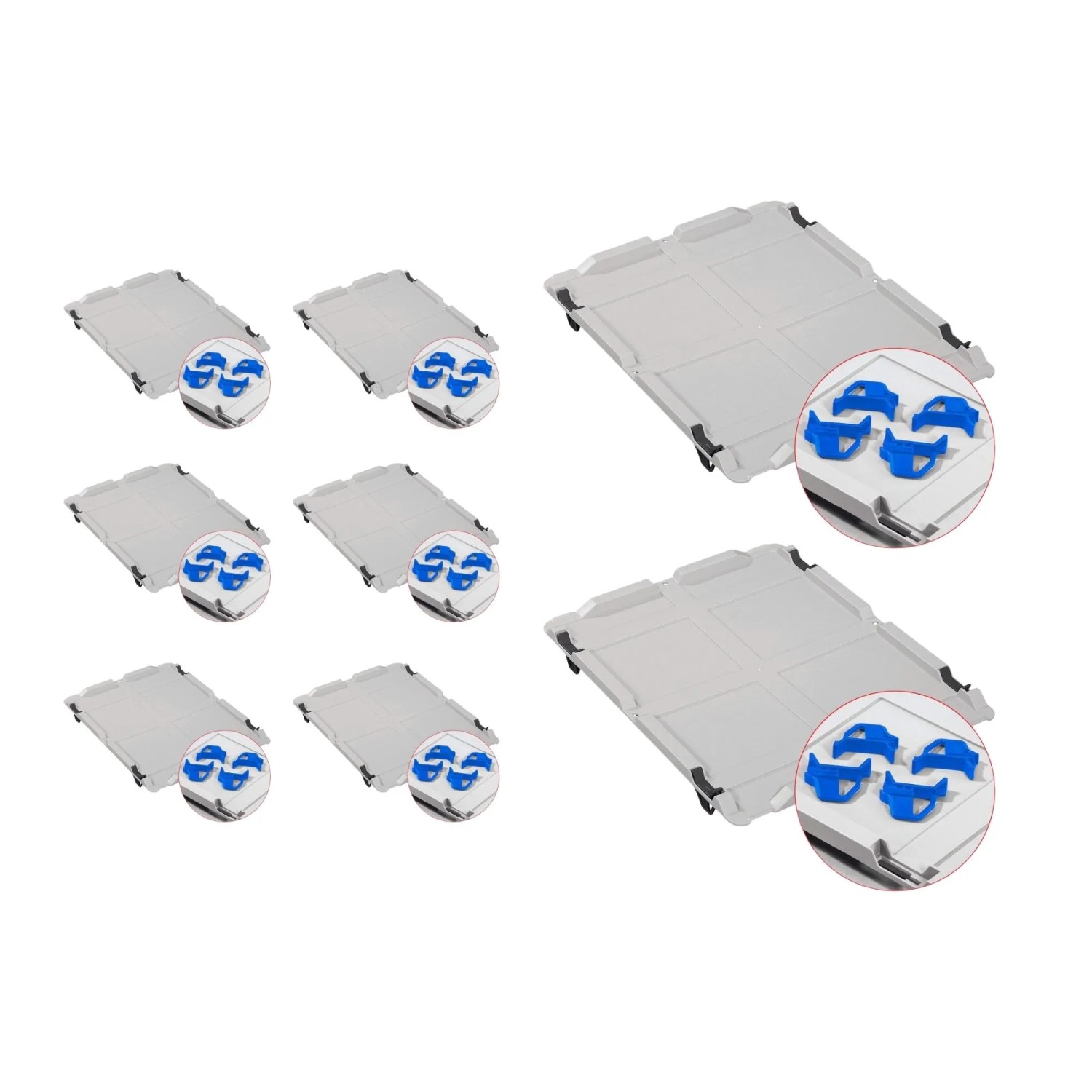 PROREGAL Spar Set: 8 Euroboxen mit Deckel und 4 Schnappverschlüssen, blau. Aufbewahrungsboxen für Lagerung.