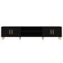 VidaXL TV-Schrank, schwarz, 180 cm breit, mit Fächern, Türen und Holzbeinen.