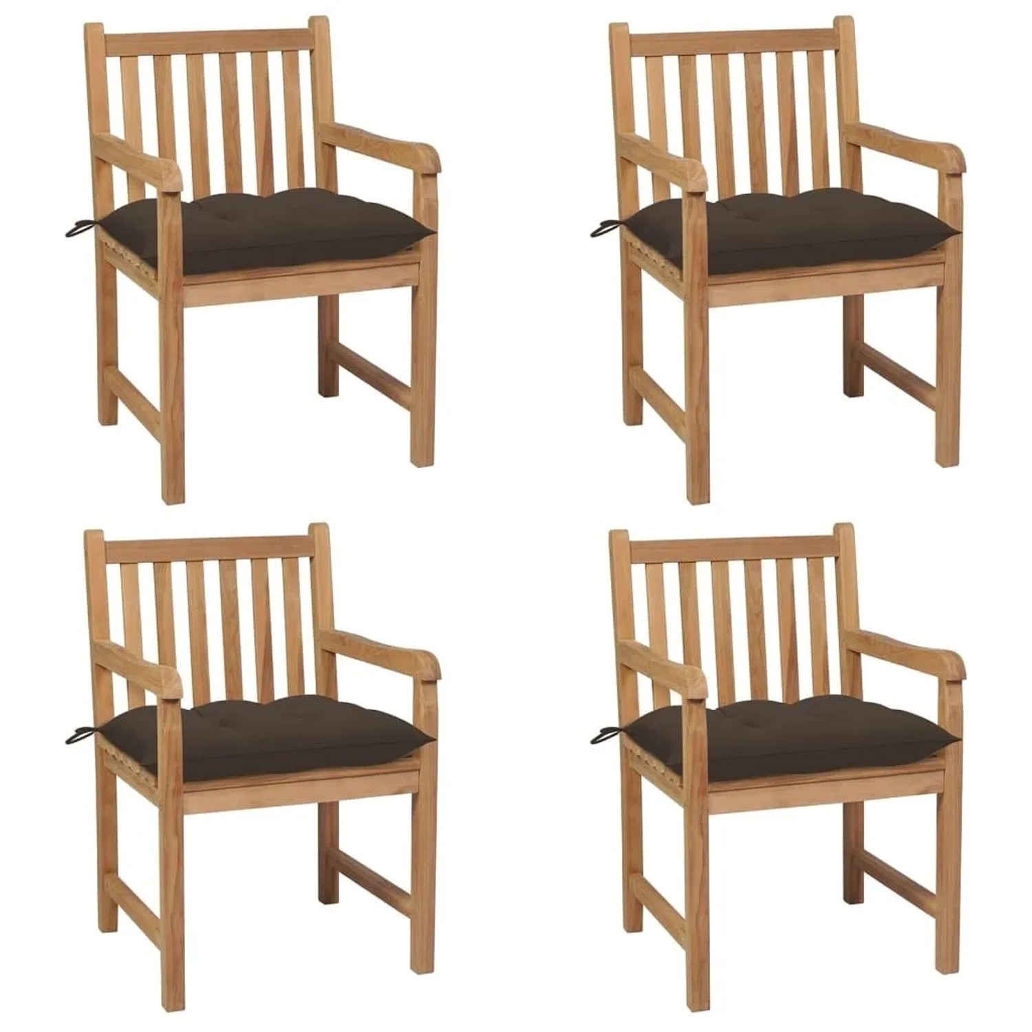 vidaXL Gartenstühle 4 Stk mit Taupe Kissen Massivholz Teak 3073027
