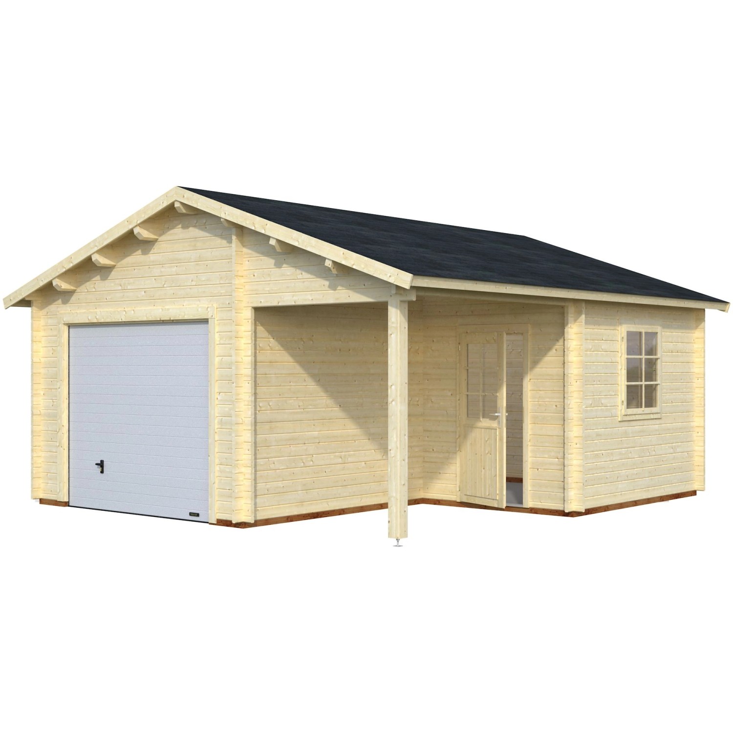 Palmako Holzgarage Roger mit Sektionaltor Natur 510 cm x 550 cm