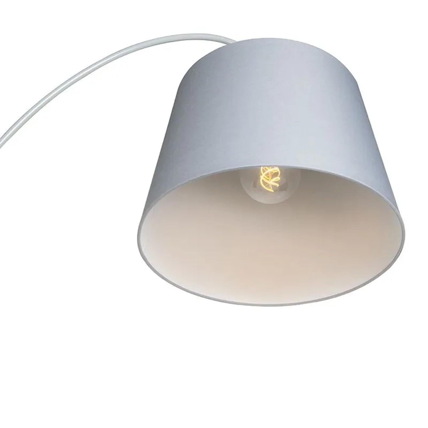 Moderne Bogenlampe Bend von QAZQA mit grauem Schirm. Innenleuchte für Wohnräume.