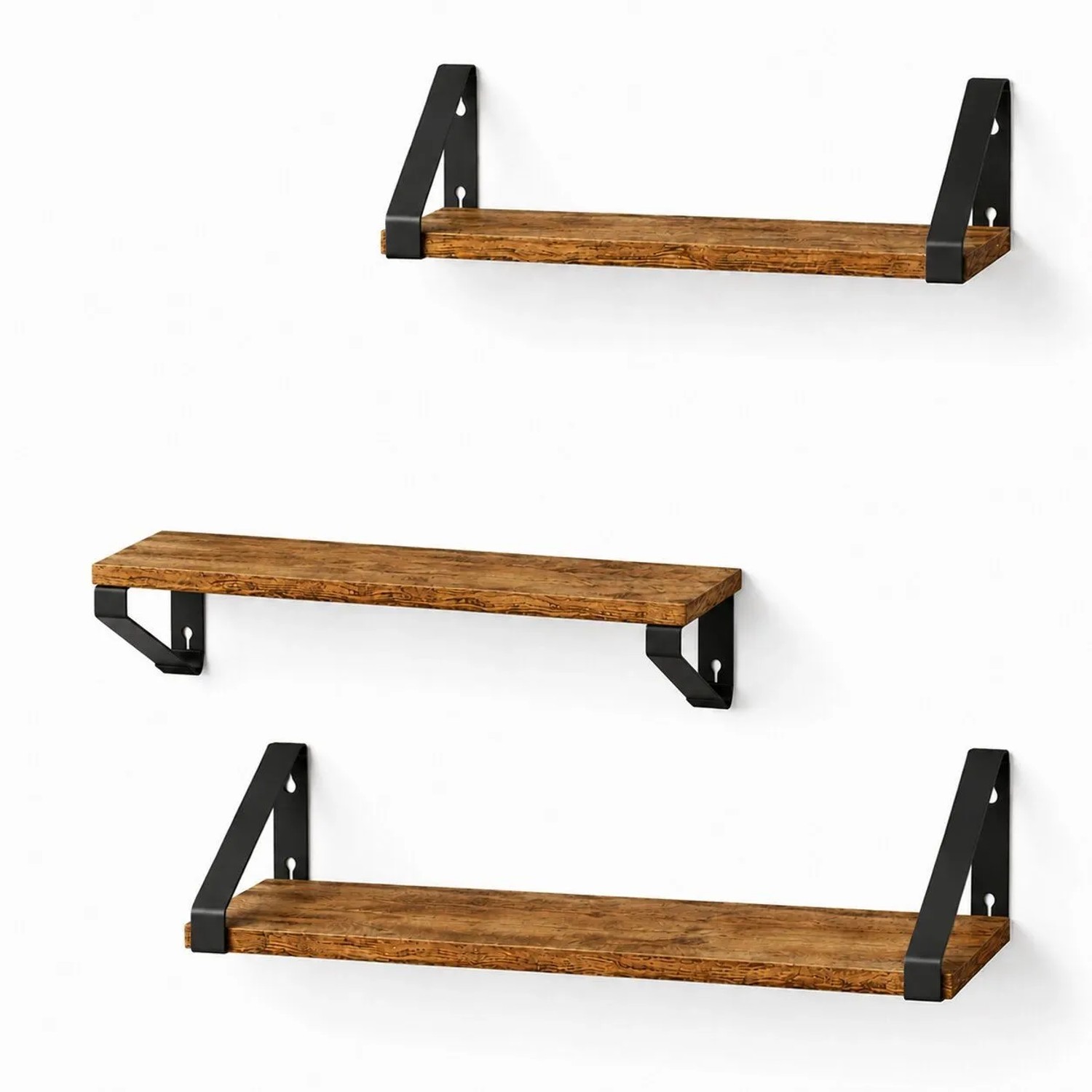 BigDean 3er Set Wandregal Set Regal Vintage Wall Shelf 2 Montagemöglichkeiten 30/35/40 cm Regal Wand Schweberegal Regalbrett Regale für Wände