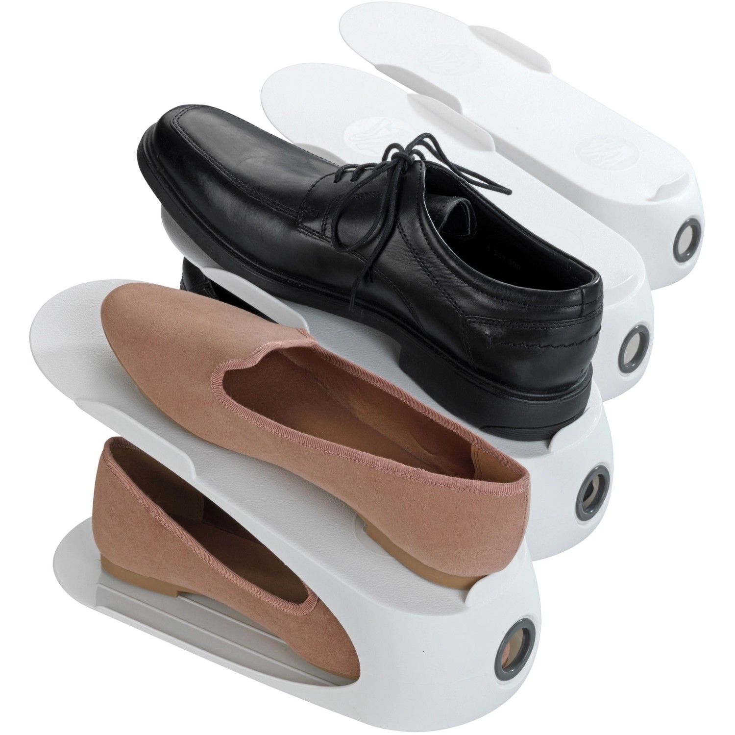 Wenko Schuhhalter 4er-Set in Weiß, zur platzsparenden Schuhaufbewahrung im Schrank.
