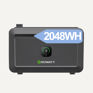 Growatt Noah 2000 Solarspeicher mit 2048Wh Kapazität, ideal für Balkonkraftwerke.