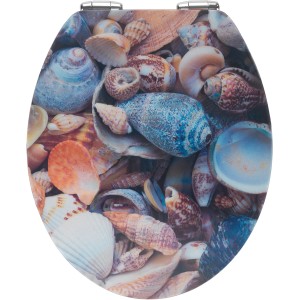 Wenko WC-Sitz Muschel 3D MDF FSC®, Motiv: Viele bunte Muscheln.