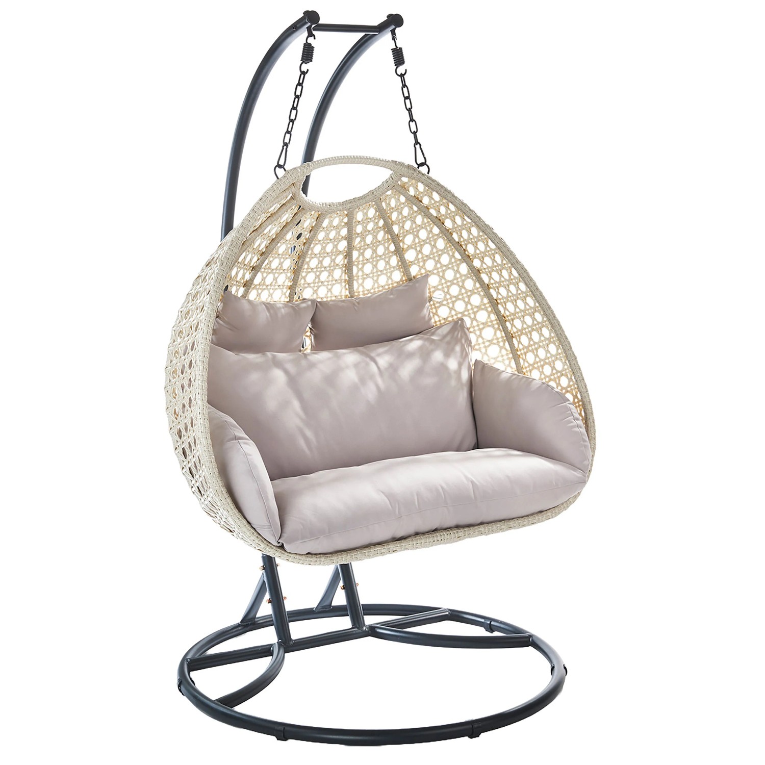 Kobolo Hängesessel BIG Polyrattan für Zwei Personen mit Gestell und Kissen