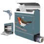 Edelstahl Briefkasten mit Zeitungsfach und Vogel Motiv. Rostfreier Wandbriefkasten.