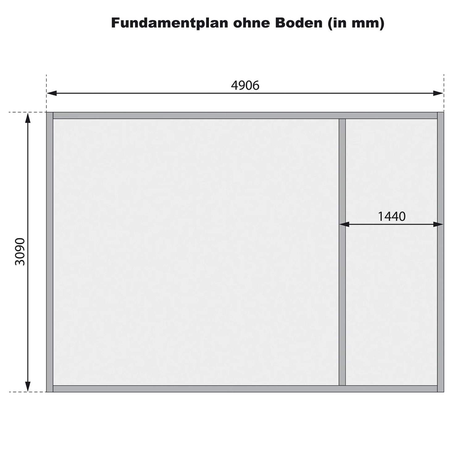 Grundriss Karibu Holz-Gartenhaus Normes, 492x312 cm, unbehandelt, ohne Boden.
