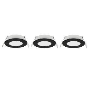 3er-Set Trio LED-Einbauleuchten Himal, schwarz, Ø 8,5 cm. Moderne Einbaustrahler für Innenräume.
