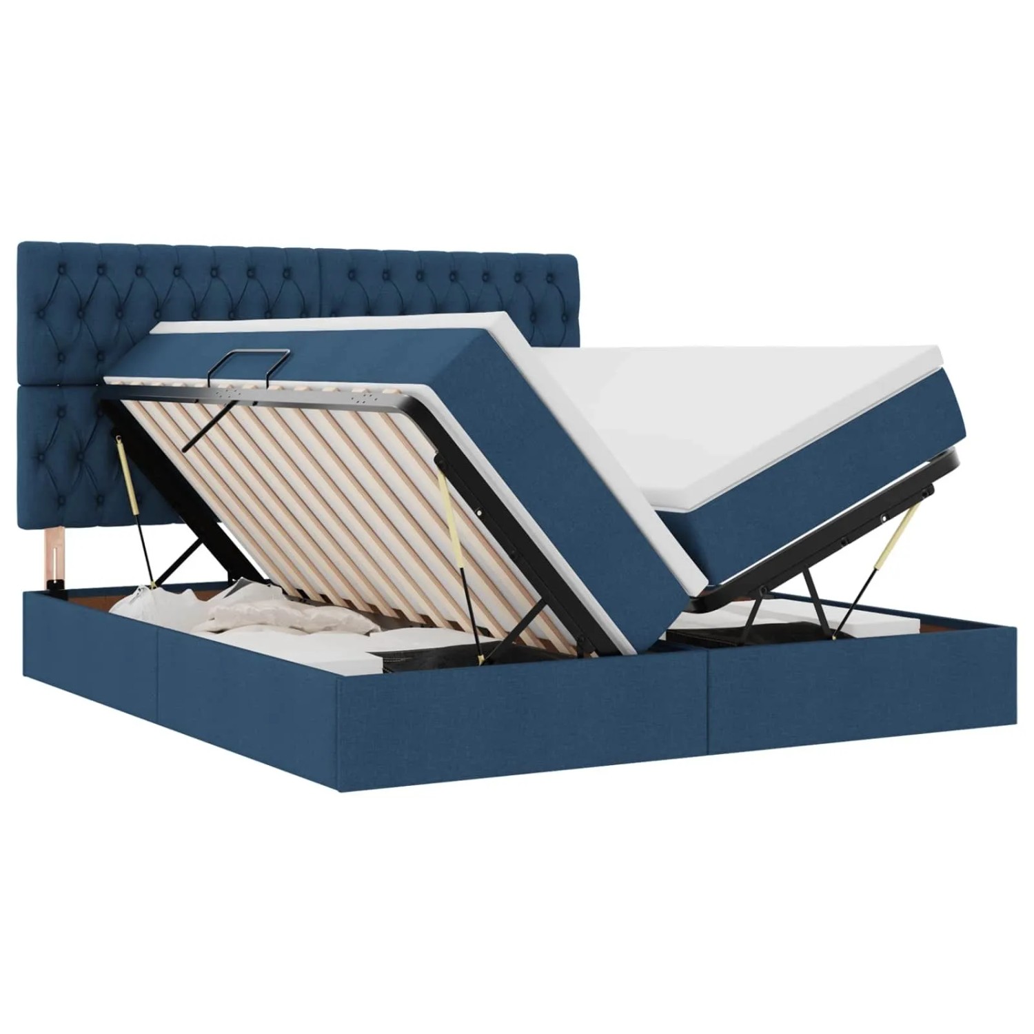 vidaXL Aufbewahrungsbett mit Matratze Blau 180 x 200 cm Kunstleder 3372214