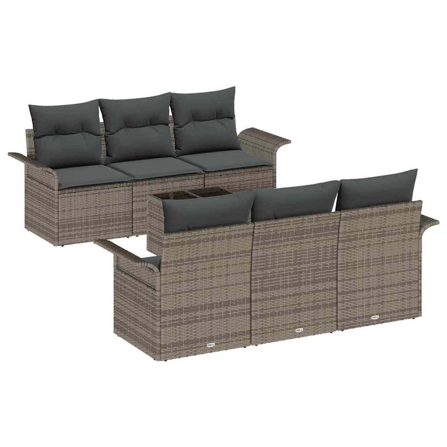 vidaXL Garten-Sofa-Set 7-Tlg Grau Poly Rattan 3345249 günstig online kaufen
