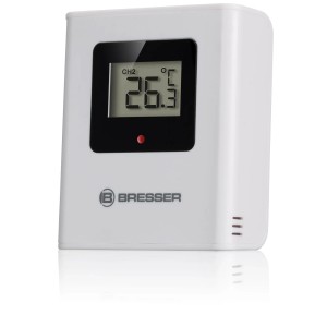 Bresser Meteo Temp W Wetterstation mit Temperaturanzeige und DCF-Funksignal in Schwarz.