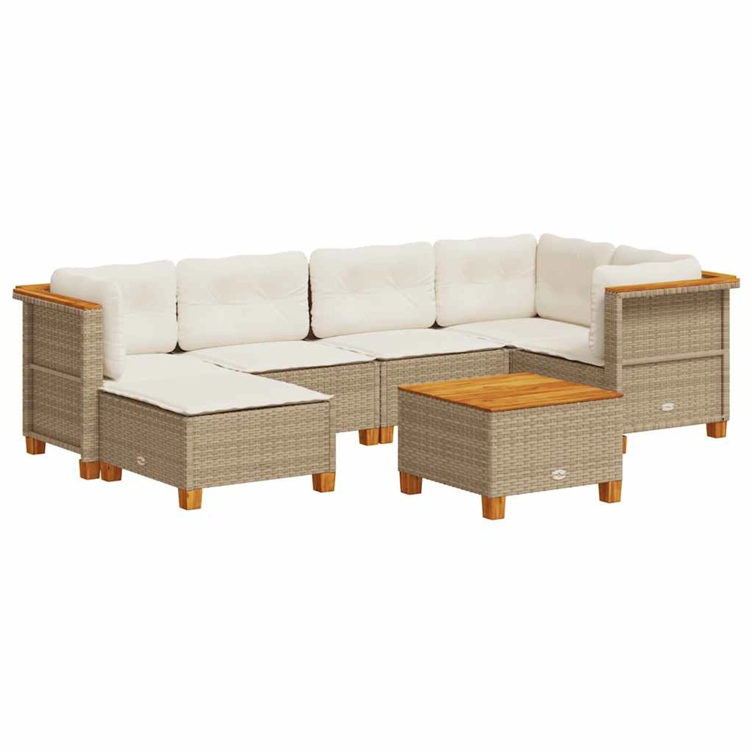 vidaXL 7-Tlg Garten-Sofagarnitur mit Kissen Beige Poly Rattan 3261919 günstig online kaufen