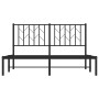 Schwarzes Metall Bettgestell 140x200 cm mit Kopfteil für Schlafzimmer.