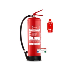 Roter FireLoq 9L Wasser Feuerlöscher mit schwarzem Schlauch, Manometer und separater Schutzkappe für Brandklasse A.