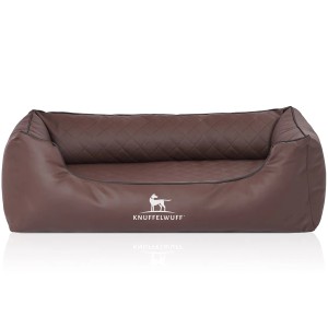 Braunes Knuffelwuff Hundebett Madison XL aus Kunstleder, orthopädisch und gesteppt.