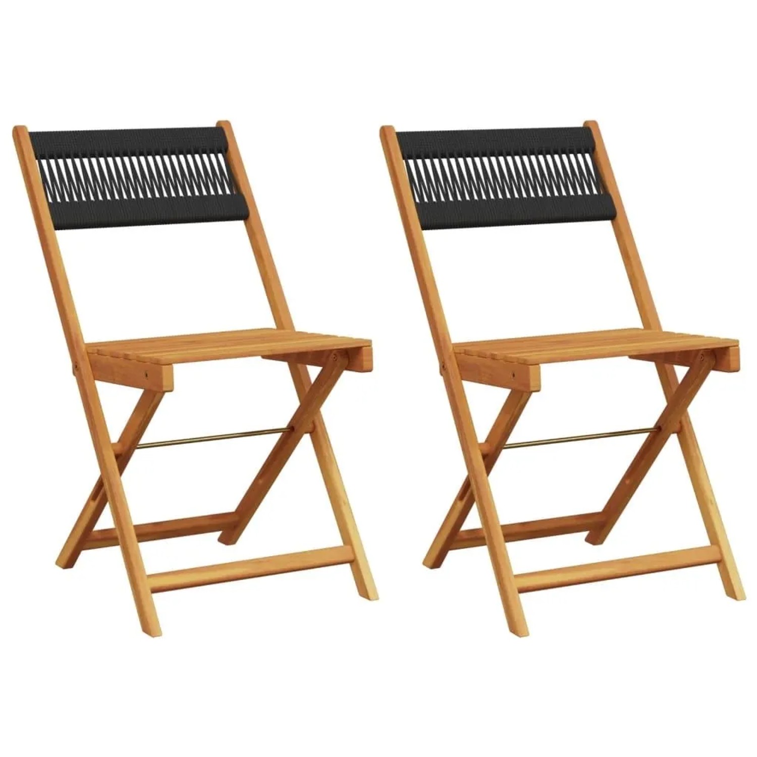 vidaXL Bistrostühle 2 Stk Schwarz Massivholz Akazie und Kordel 367678