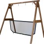 Axi 4-in-1 SportsFun Schaukelgestell aus braunem Holz mit Netz für Sportarten wie Fußball. 