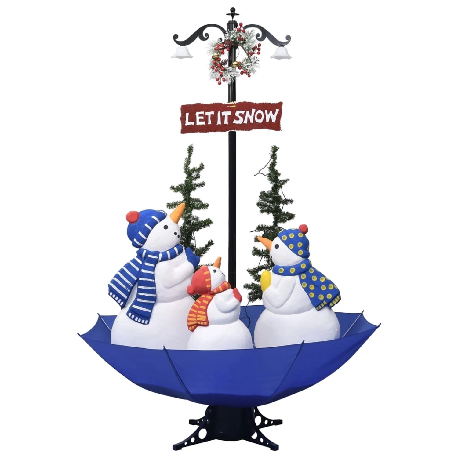 vidaXL Weihnachtsbaum mit Schnee und Schirm-Fuß Blau 170 cm PVC