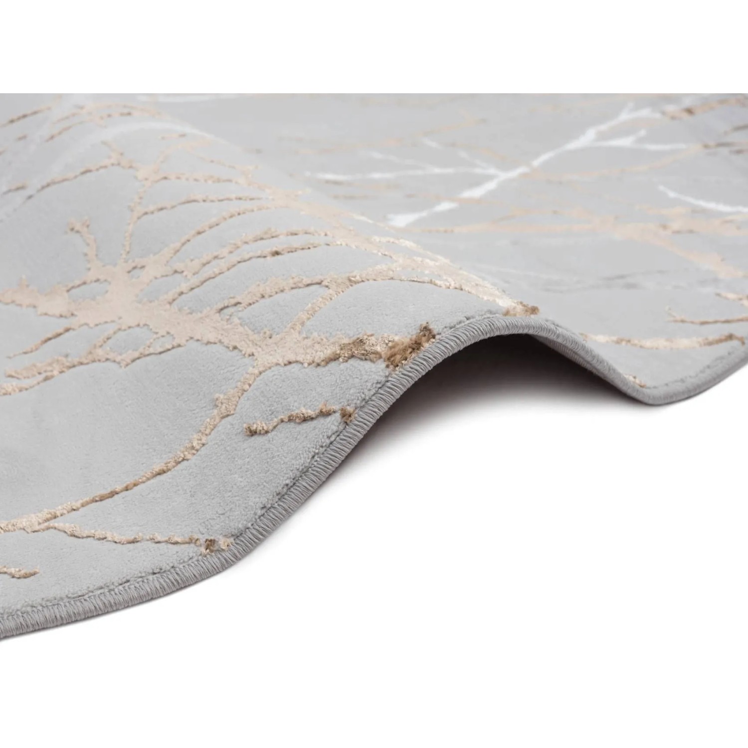 Grauer Floornovo Kurzflorteppich (290x200 cm) mit abstraktem Blattmuster.