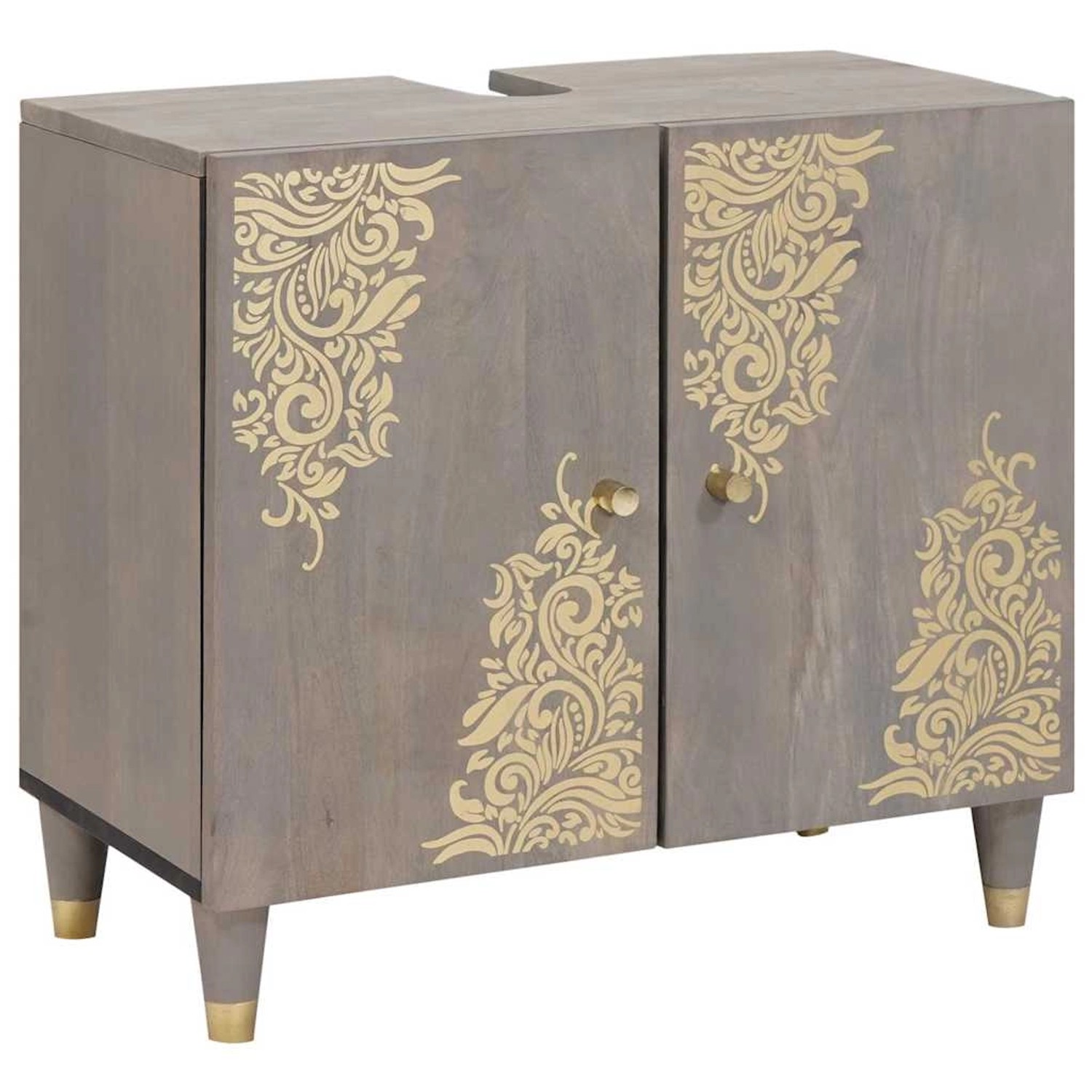 vidaXL Waschbeckenunterschrank Grau 62 x 33 x 58 cm Massivholz Mango 401879 günstig online kaufen