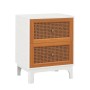 Costway Nachttisch mit Rattan-Schubladen und goldenen Griffen.