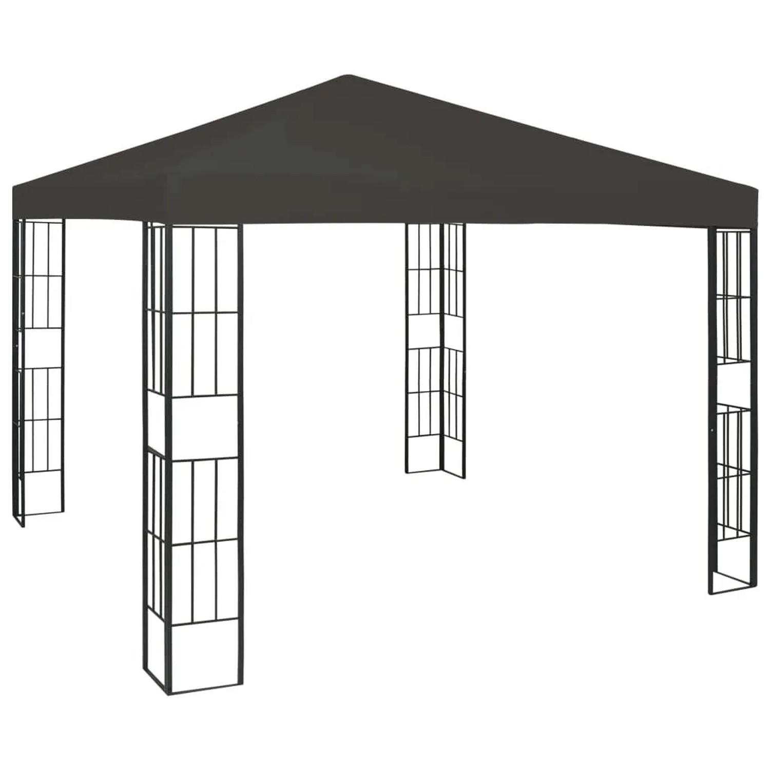 Furnicato Gartenpavillon Anthrazit Schwarz 3x3m Mit Klettverschlüssen
