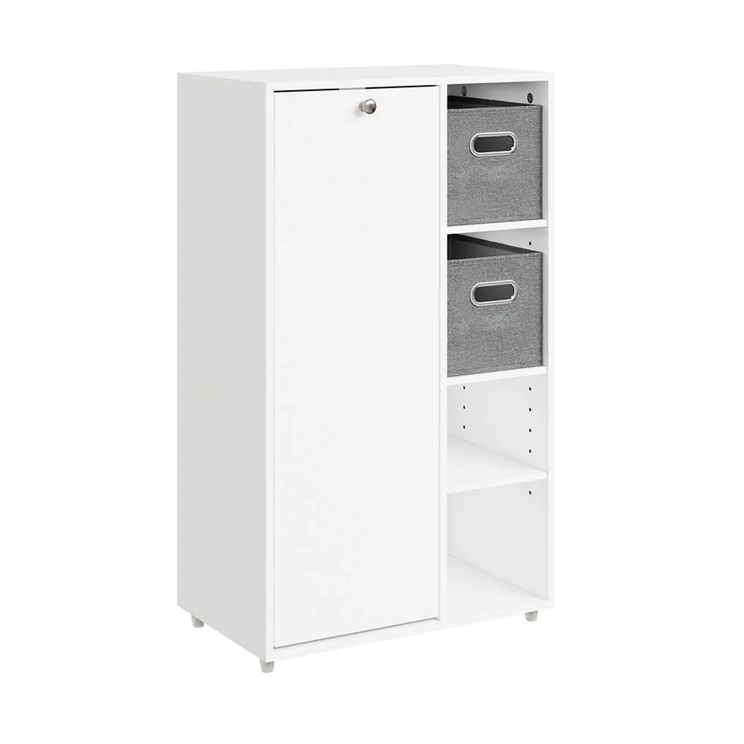 SoBuy Badezimmerschrank mit Wäschekorb Wäscheschrank Wäschesammler Badregal 50x85x30cm Weiß BZR218-W