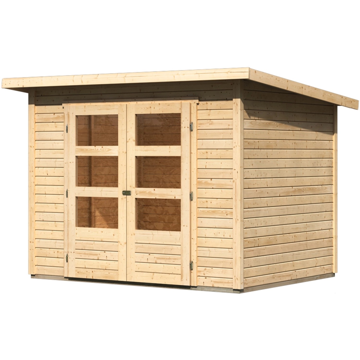 Karibu Holz-Gartenhaus Sitten Natur Pultdach Unbehandelt 242 cm x 182 cm günstig online kaufen