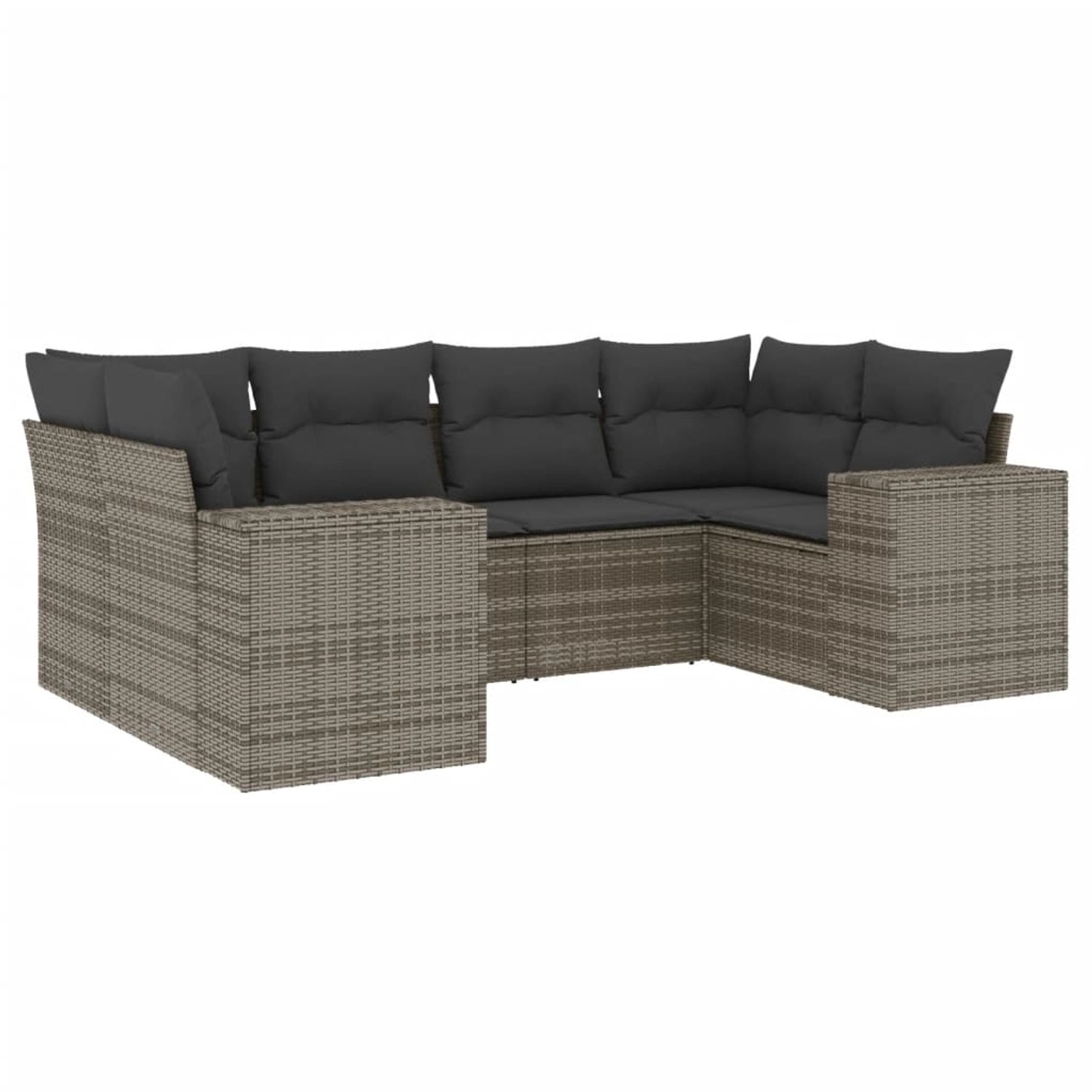vidaXL 6-Tlg Garten-Sofagarnitur mit Kissen Grau Poly Rattan 3255317