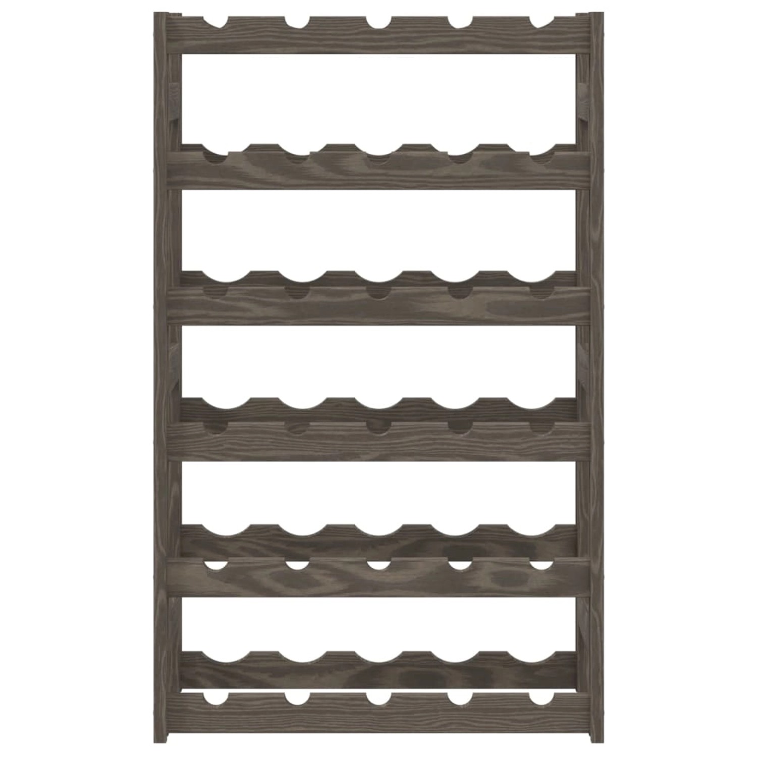 Graues Weinregal aus Kiefernholz für 30 Flaschen. Praktische Weinlagerung für Zuhause.