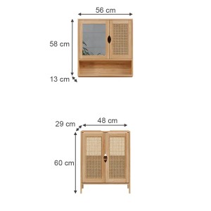 Vicco Badmöbel Set Liora, 2-teilig, Bambus, mit Waschtischunterschrank und Spiegelschrank, Maße siehe Bild.