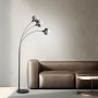Schwarze Just Light Stehleuchte Zea, 3-flammig, mit Rauchglas-Schirmen, 160 cm hoch.
