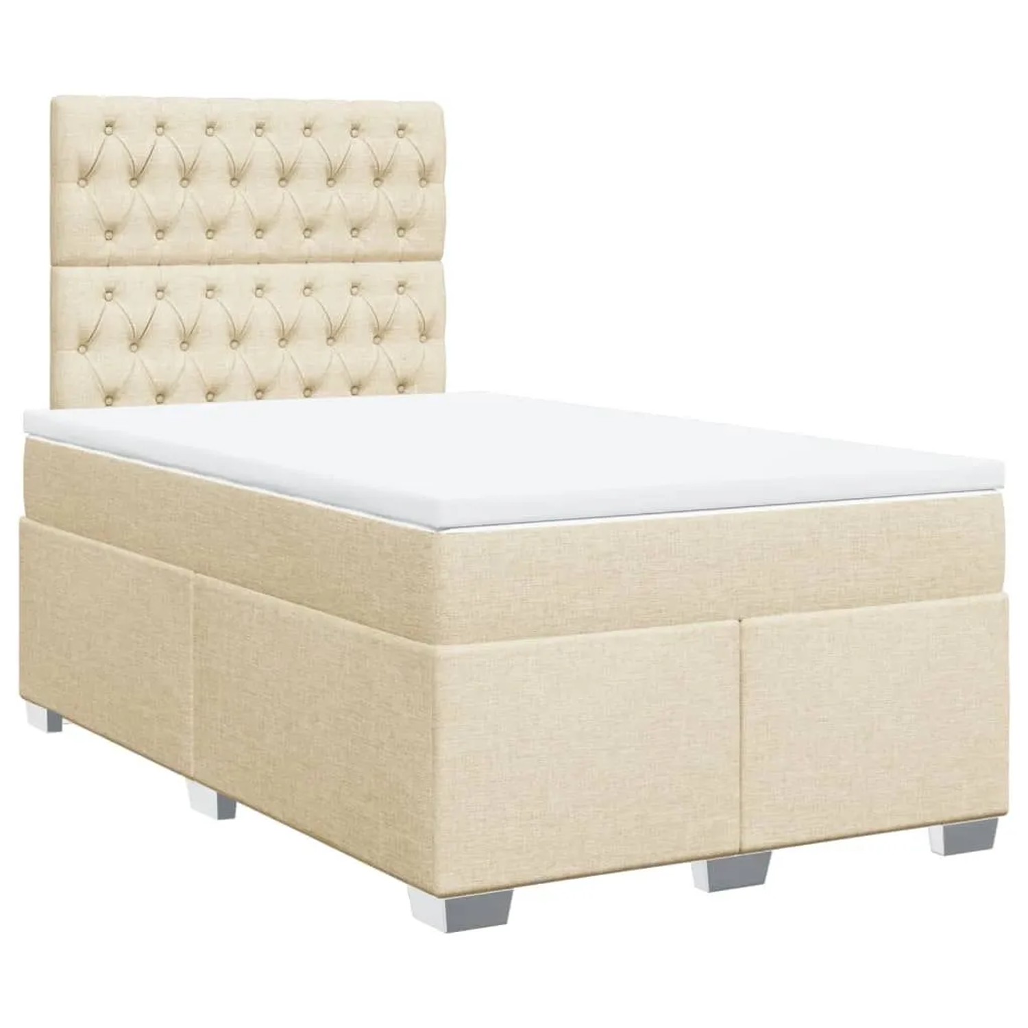 vidaXL Boxspringbett mit Matratze Creme 120x190 cm Stoff 3292739