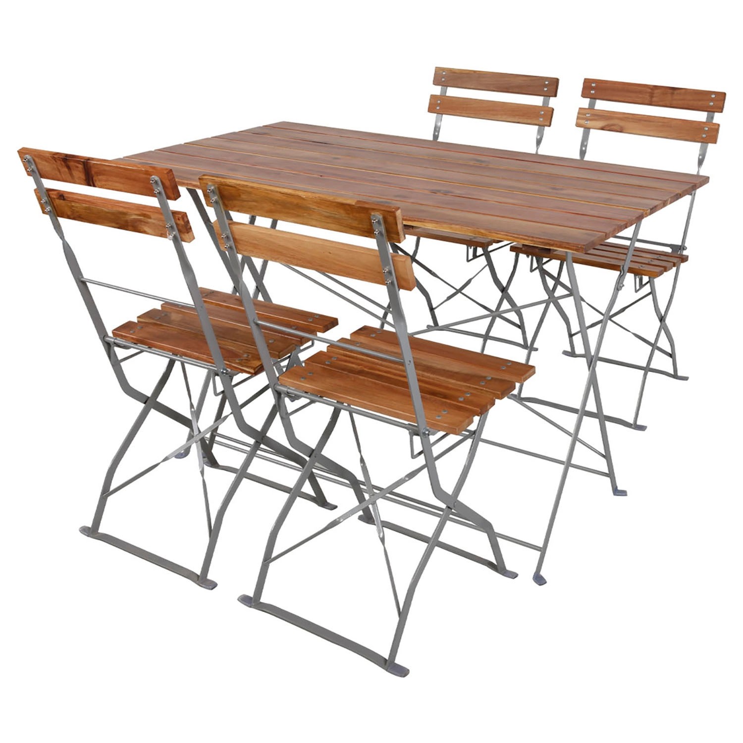Mojawo Biergarten Set Klapptisch 4 Klappstühle klappbar Akazienholz 120x70c günstig online kaufen