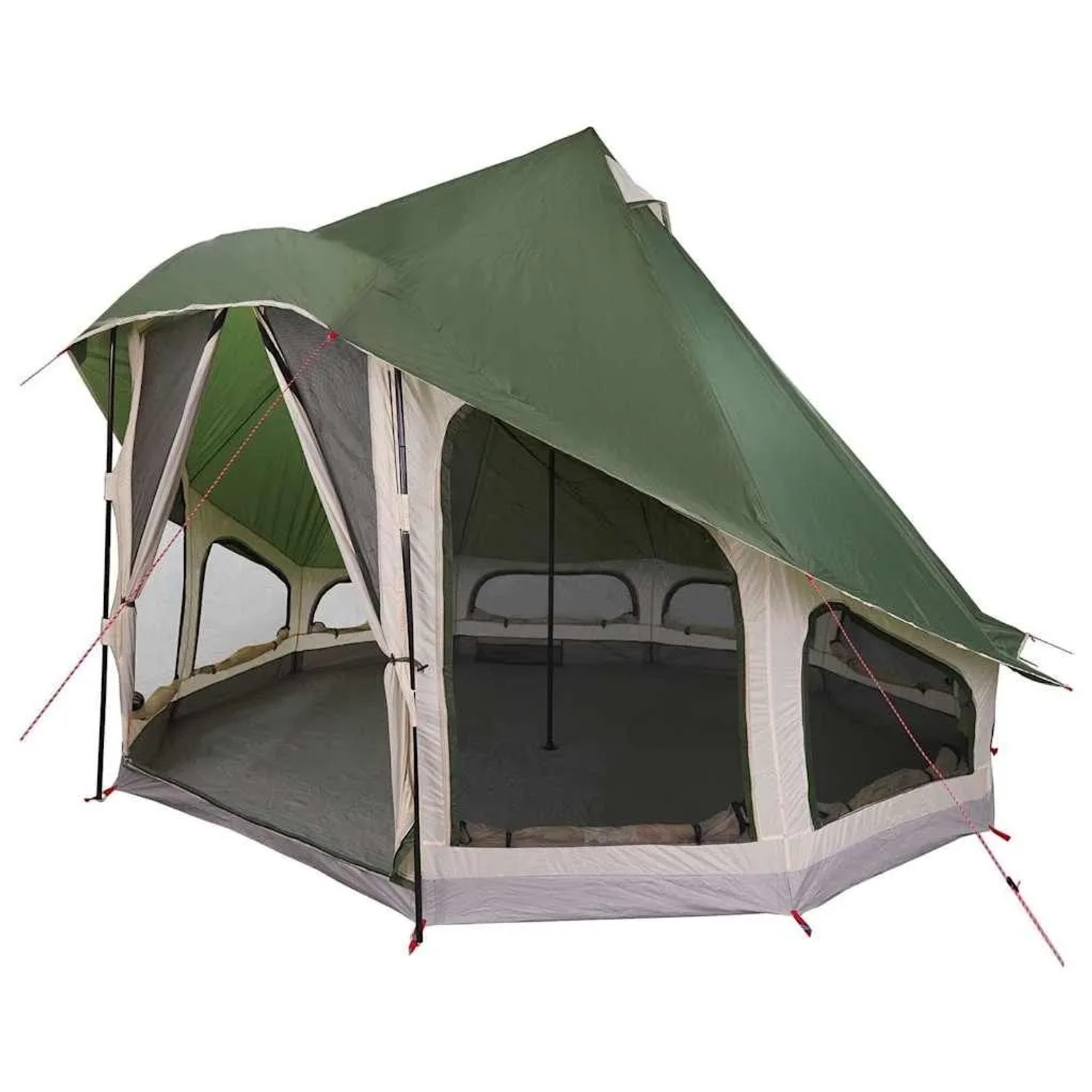 vidaXL Familien-Tipi-Zelt mit Dach Grün 404 x 370 x 270 cm 42000963