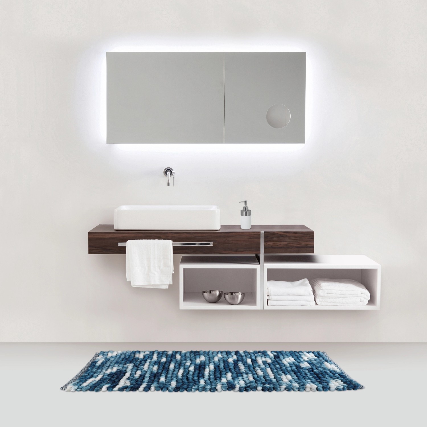 Wenko Badteppich Urdu Blau Polyester 60 x 90 cm Blau