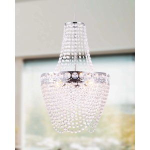 Kronleuchter STROMBOLI Chrom mit klaren Acrylkristallen, Ø 38 cm.