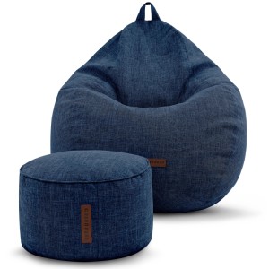 Green Bean Sitzhocker Motiv-Sitzsack 80 x 50 x 90 cm Linen Waschbarer Bezug Dunkelblau