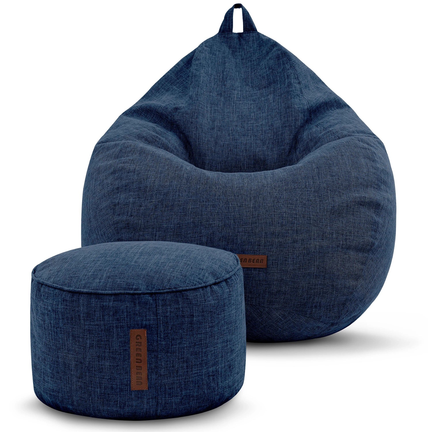 Green Bean Sitzhocker Motiv-Sitzsack 80 x 50 x 90 cm Linen Waschbarer Bezug Dunkelblau