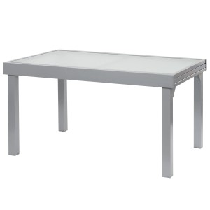 ib style Gartentisch Diplomat XXL, ausziehbar, silberfarben mit Glasplatte.