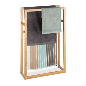 Relaxdays Handtuchständer Bambus Natur Freistehend 90 cm x 60 cm x 20 cm 2 kg